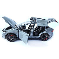 Машинка метал Tesla model X електрокар сіра Тесла 1:24 відкр двері баг капот звук світло 17,5*7,5*5,5см (EL 97188), фото 4