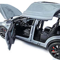 Машинка метал Tesla model X електрокар сіра Тесла 1:24 відкр двері баг капот звук світло 17,5*7,5*5,5см (EL 97188), фото 5
