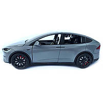 Машинка метал Tesla model X електрокар сіра Тесла 1:24 відкр двері баг капот звук світло 17,5*7,5*5,5см (EL 97188), фото 6