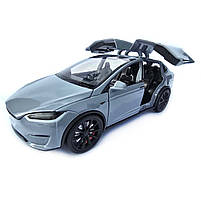 Машинка метал Tesla model X електрокар сіра Тесла 1:24 відкр двері баг капот звук світло 17,5*7,5*5,5см (EL 97188), фото 7