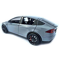Машинка метал Tesla model X електрокар сіра Тесла 1:24 відкр двері баг капот звук світло 17,5*7,5*5,5см (EL 97188), фото 8