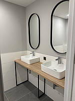 Овальне дзеркало в металевій рамі, чорний овал у ванну 100х50 см