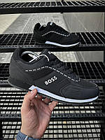 Кросівки HUGO BOSS чорні для чоловіків стильне взуття з натуральної замші з комфортною підошвою