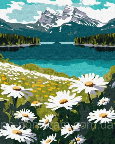 Картина за номерами, Квітучі ромашки (KHO2895) 40 х 50 см (Без коробки), Ідейка