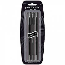 Ручка гелева LINC Pentonic 0,6 мм 3 шт чорна 420426