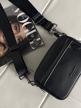Чоловіча сумка COACH GRAHAM CROSSBODY через плече чорний класичний Коуч