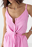 Літній костюм із топом на зав'язках і шортами — рожевий колір, L (є розміри), фото 4