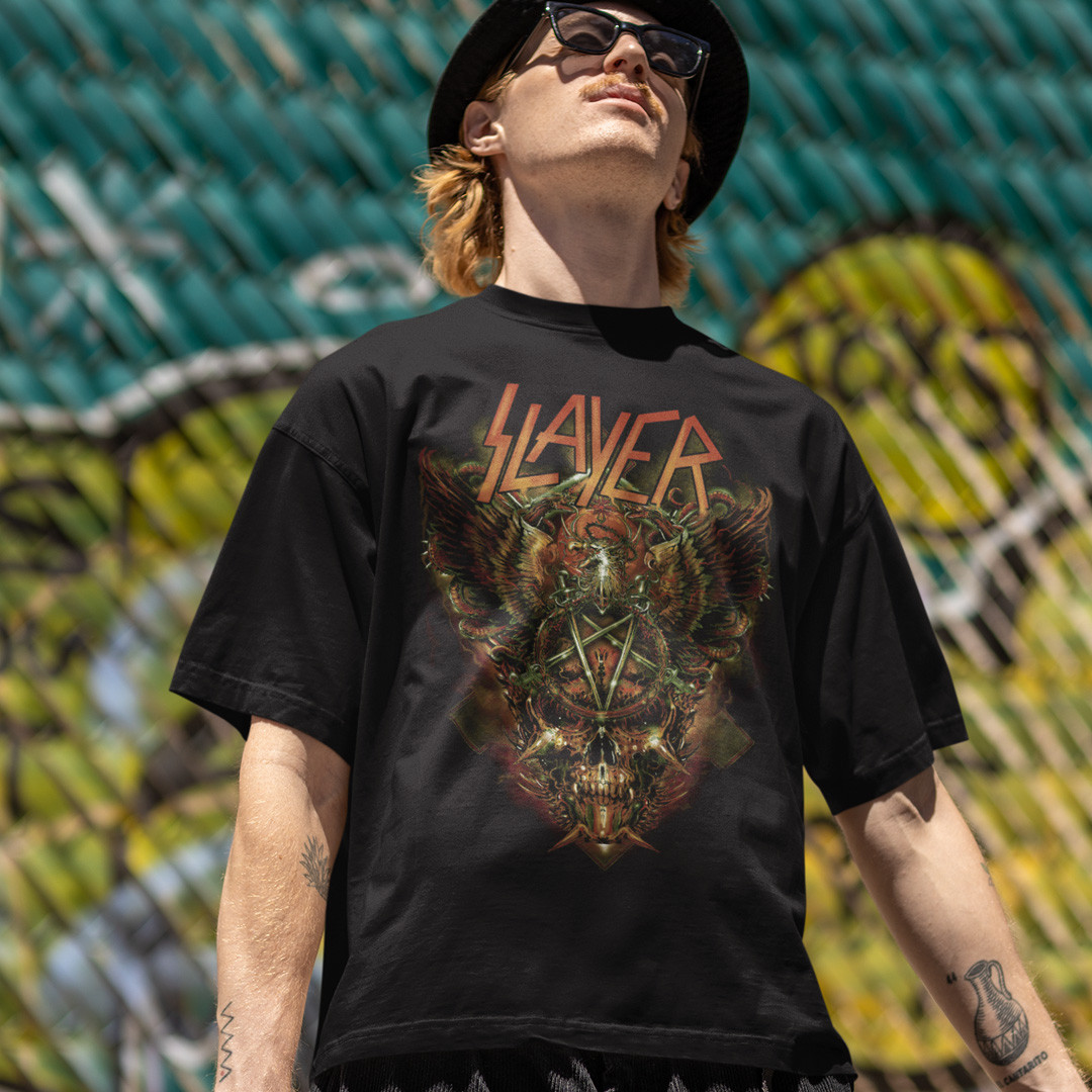 Футболка унісекс Slayer (Eagle and Skull) XS чорний, фото 1