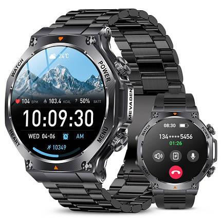 UWatch Розумний смарт-годинок Smart Mevaden Ultra Steel, 2 ремінці, фото 1