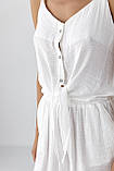Літній жіночий костюм з топом на зав'язках і шортами білий красивий костюм на літо розмір Л, фото 5