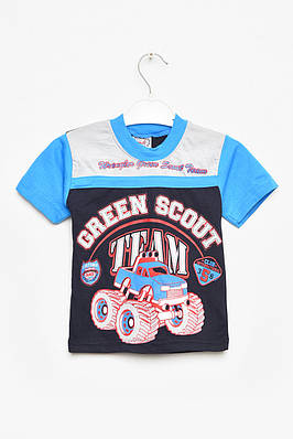 Футболка дитяча для хлопчика темно-синього кольору з принтом р.0-1 203523T Безкоштовна доставка