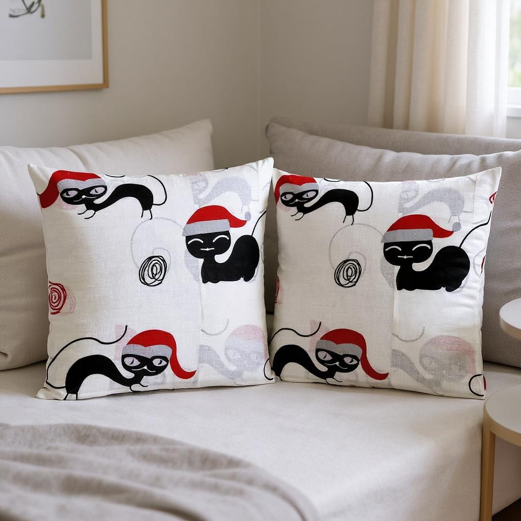 Наволочка (Бязь Голд Люкс) "Новорічні Кішечки" | 40х40 від 2х шт., фото 1