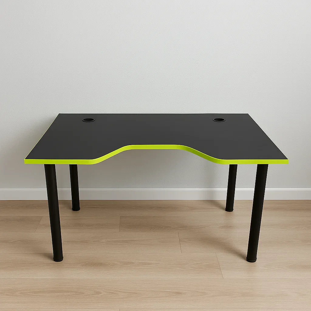 Геймерський стіл серія X13(120 см)+Полиця під системний блок CNC MEBLI Comfort "Чорний-лайм", фото 1