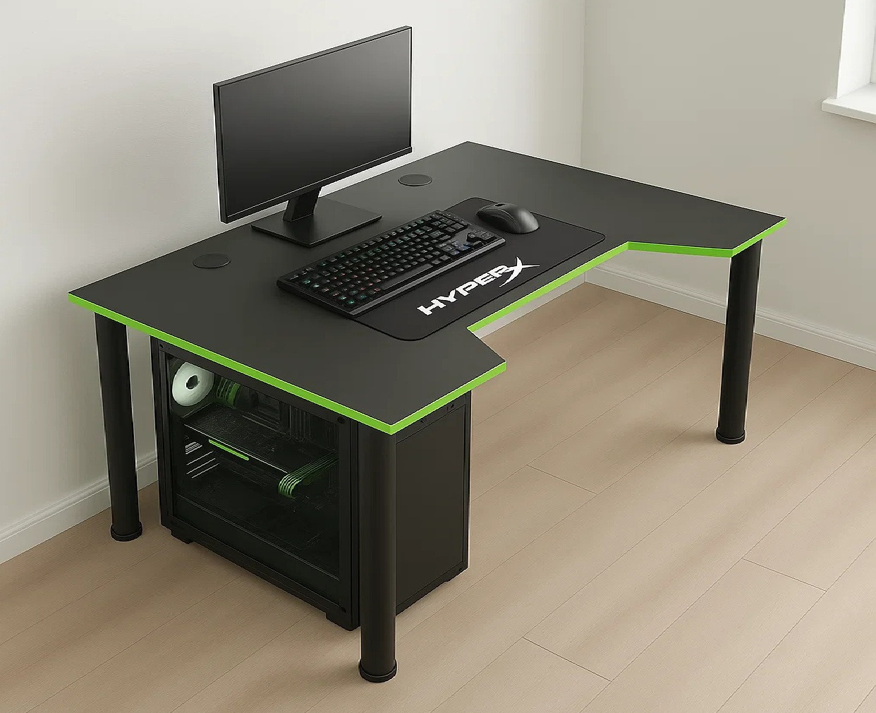 Геймерський стіл серія X12 120 см "Чорний-Лайм", фото 1