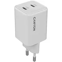 Адаптер живлення для телефона Canyon CU45CC GaN 45W 2xPD White (CNS-CUW45CC)