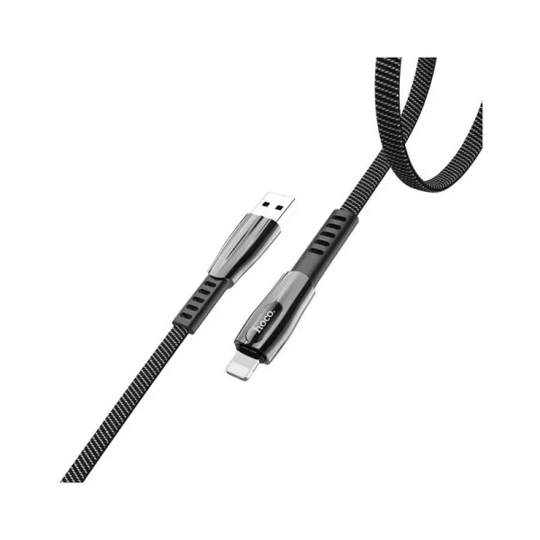 Дата-кабель Hoco U70 Splendor USB Type-A (тато)  -  Lightning (тато), 1.2m Dark Gray 2.4A, фото 1