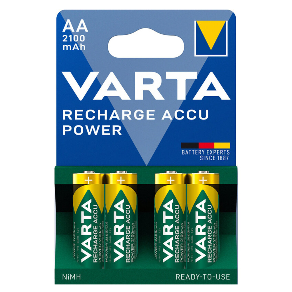 Акумуляторні батарейки Varta Recharge Accu 2100mAh AA HR6 NiMH 1.2V, Green, 4 шт, фото 1
