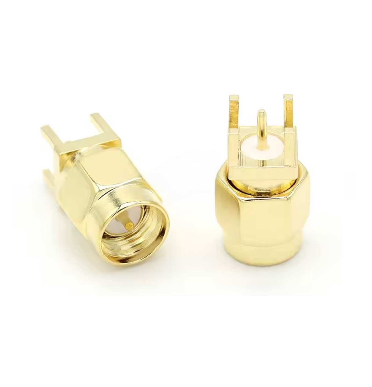 Конектор SMA-Male під пайку, для кріплення на плати, 4мм між кріпленнями маси