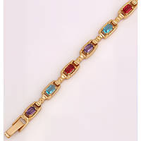 Браслет позолочений з різнокольоровими цирконами (GF777