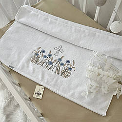 Махровий рушник для хрещення "Волошки" 70х140 см білий/срібло