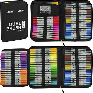 Скетч маркери фломастери акварельні двосторонні Набір 72 штуки в чохлі на блискавці