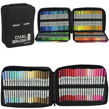 Скетч маркери фломастери акварельні двосторонні Набір 168 штук у чохлі на блискавці