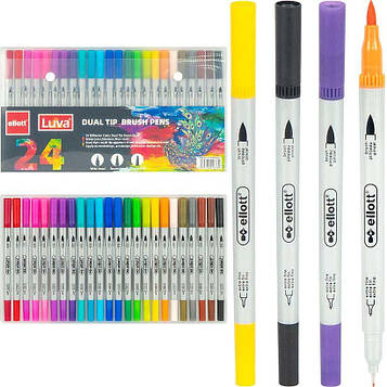 Скетч маркери фломастери акварельні двосторонні 24 кольори