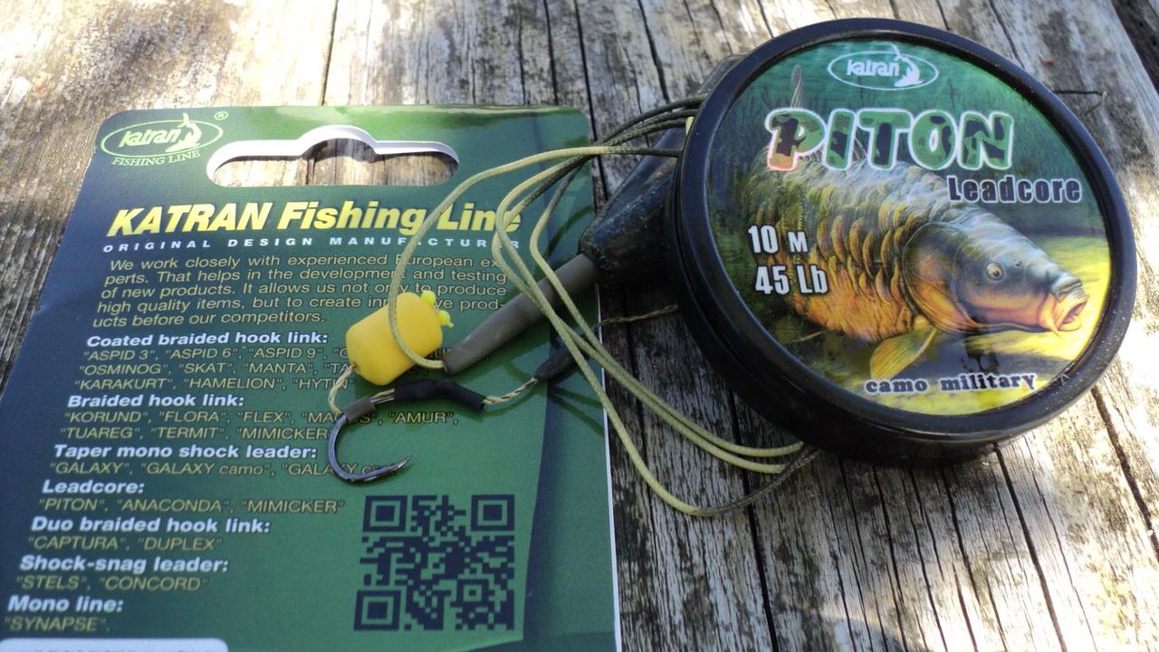 Лідкор Katran Lead core PITON 45lb 10m camo green black, фото 1