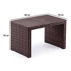 Кавовий столик із штучного ротанга Арізона-М 60х40 см коричневий на вулицю