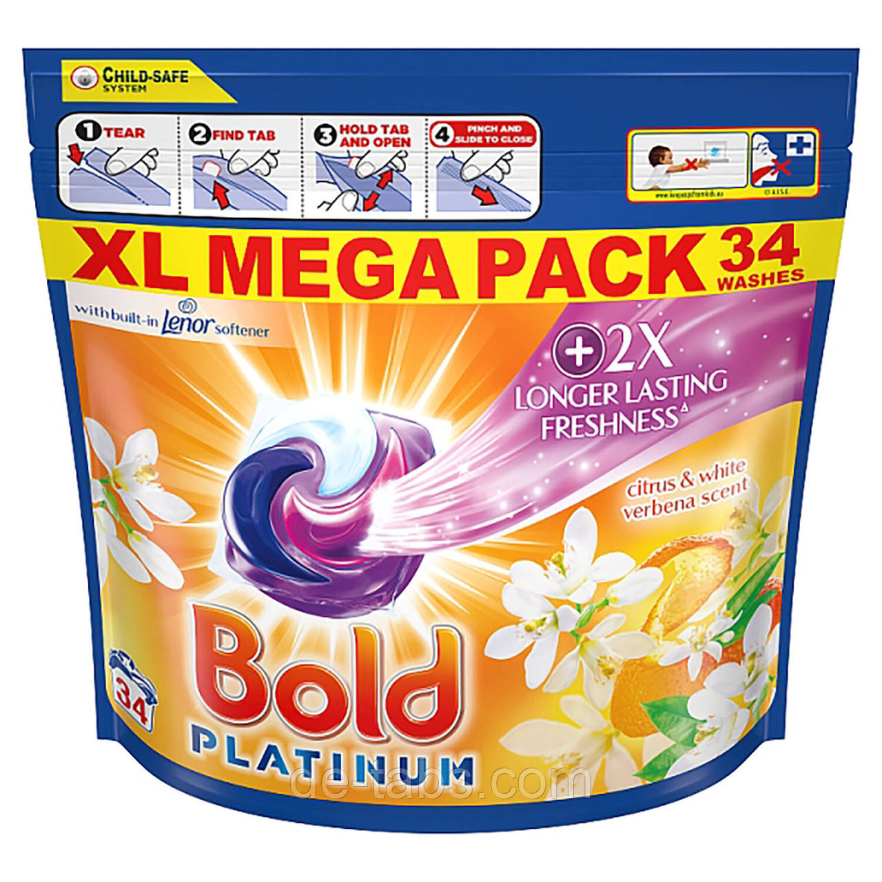 Bold Platinum Citrus & White Verbena – капсули для прання з ароматом цитрусу та вербени (34 шт)
