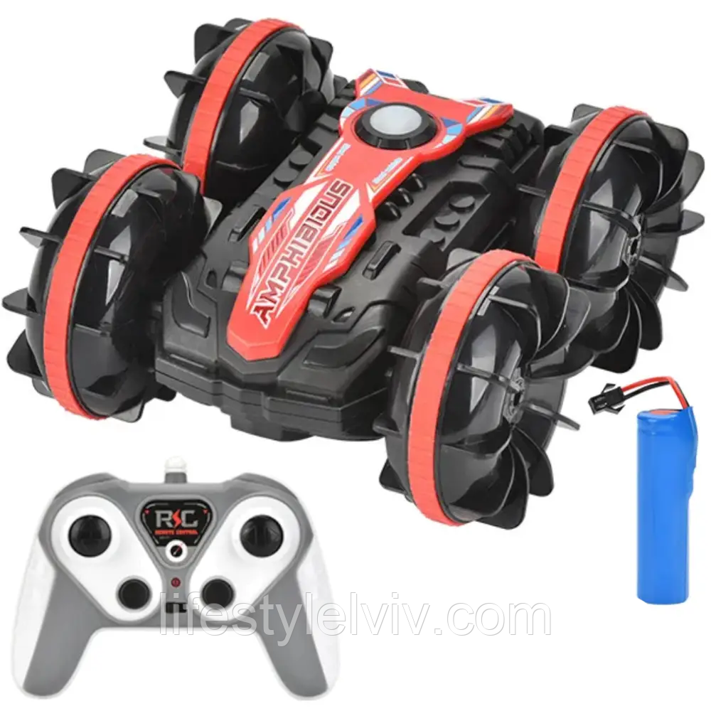 Машинка перевертень на радіокеруванні з пультом, від USB / Трюкова машинка амфібія / Дитяча машинка всюдихід, фото 1