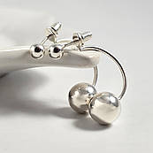 Сережки гвоздики срібні зі срібними намистинами без каменів