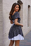 Легка літня сукня на шнурівці з двошаровою спідницею Тканина: софт принт Розмір: 42-44, 46-48, фото 7