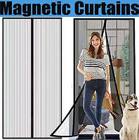 Антимоскитная сетка от мух и комаров магнитная, москитные шторки для входной двери Magic Mesh 210х100 см