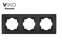 Рамка 3-я горизонтальная черная ночь ViKO Linnera Life