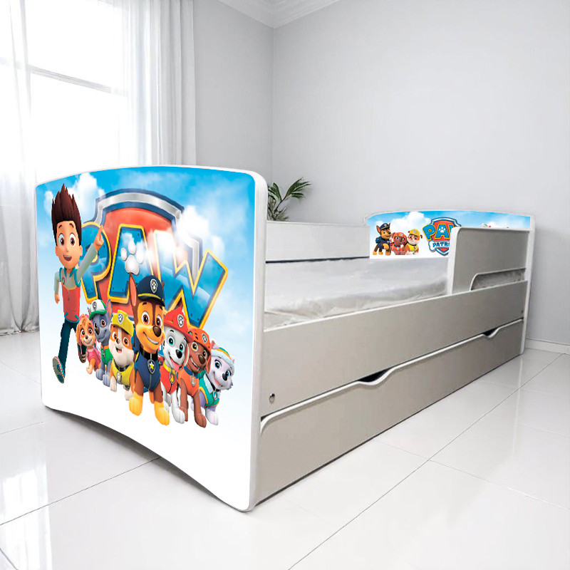 Ліжко для хлопчика Райдер Щенячий Патруль з шухлядою на ламелях + захисний бортик, фото 1