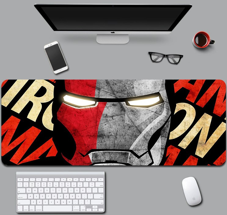 Великий килимок для мишки та клавіатури Iron Man hard 900*400*3 мм, фото 1