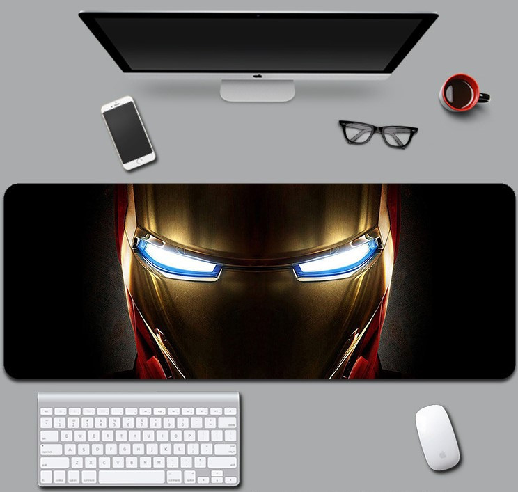 Великий килимок для мишки та клавіатури Iron Man eyes 800*300*3 мм, фото 1