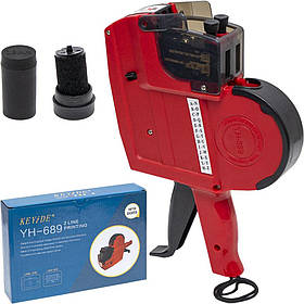 Етикет пістолет для цінників дворядковий YH-689, стикер пістолет, Червоний