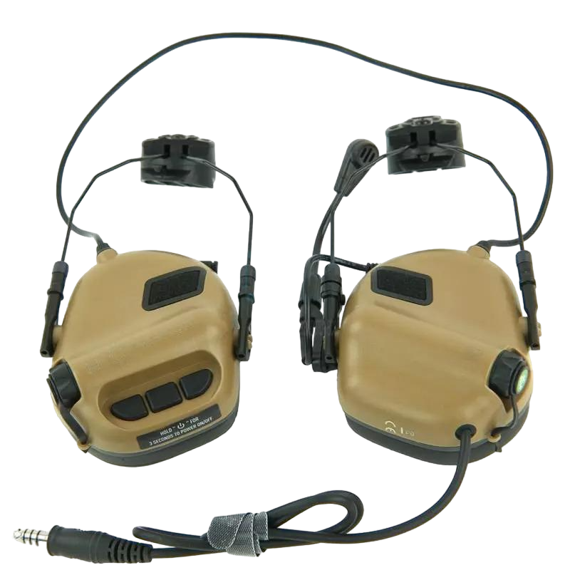 Тактичні навушники EARMOR M32Н Coyote з кріпленням / Пригнічує шкідливий шум вище 82 дБ