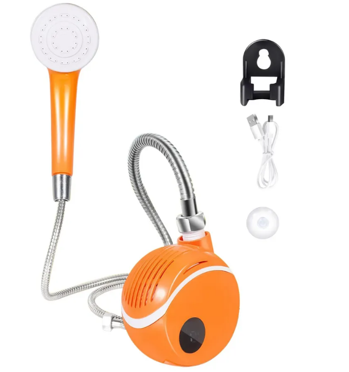 Душ портативний, кемпінговий з помпою на акумуляторі LCD Orange, фото 1