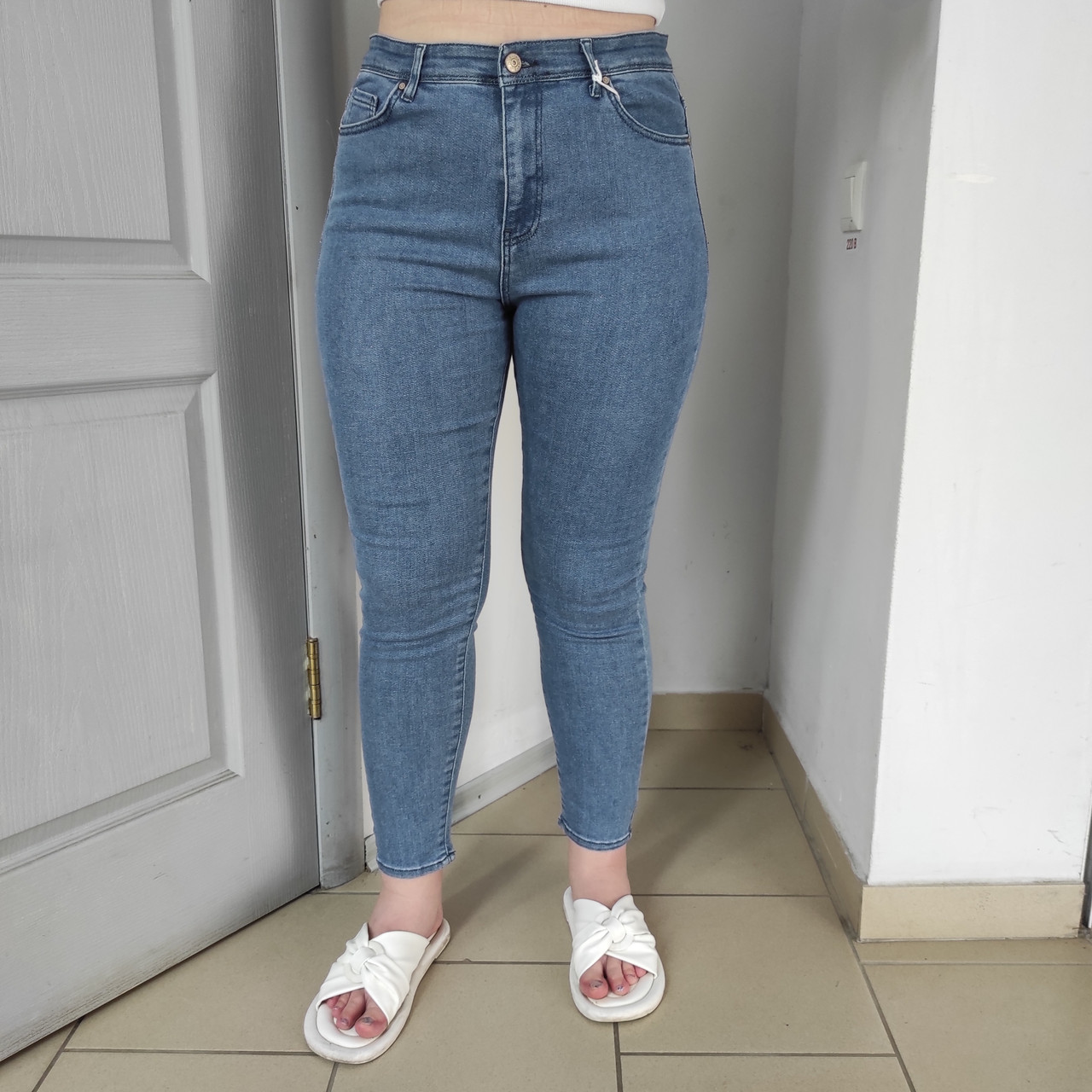 Джинси Big Nike жіночі завужені стрейч великий розмір 50 блакитні, фото 1