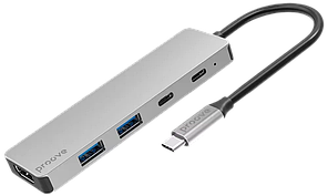 USB HUB Proove Iron Link 5 in 1 (2USB-C+2USB3.0+HDMI) silver (HBIL00010604) UA