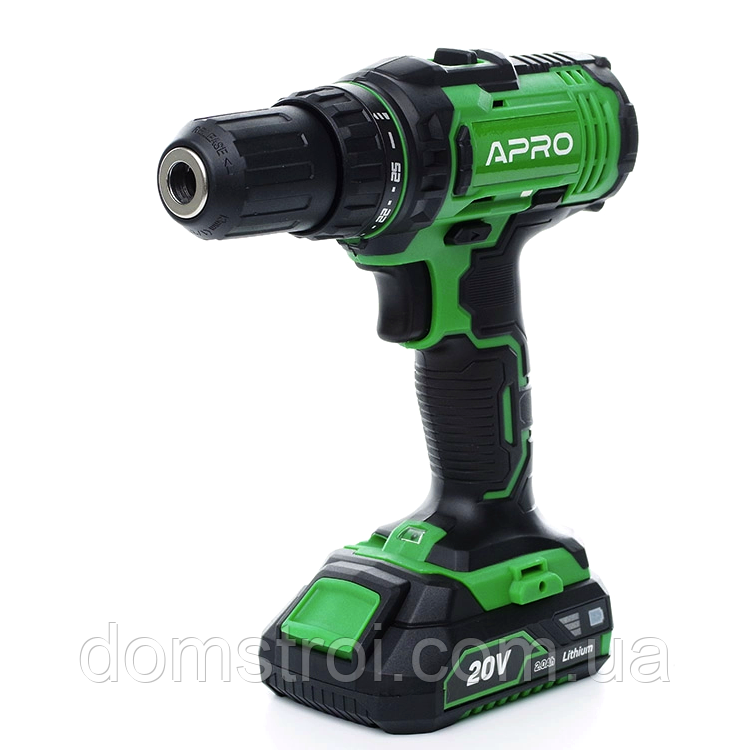 Дриль-шуруповерт акумуляторний 40Нм 20В 2А·ч APRO 20D (895030) кейс, 2 АКБ, ЗУ