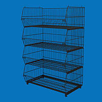 Стелаж «Овочевий» розбірний на 4 кошиків (шириною 950) чорний