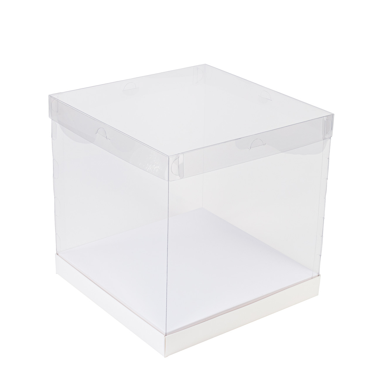 Коробка 250х250х250 для торта "Акваріум" з прозорою кришкою, біла, фото 1