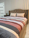 Комплект постільної білизни Сатин із евкаліптовою ниткою Різнокольорова смужка Євро розмір 200х220 см, фото 3