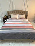 Комплект постільної білизни Сатин із евкаліптовою ниткою Різнокольорова смужка Євро розмір 200х220 см, фото 4
