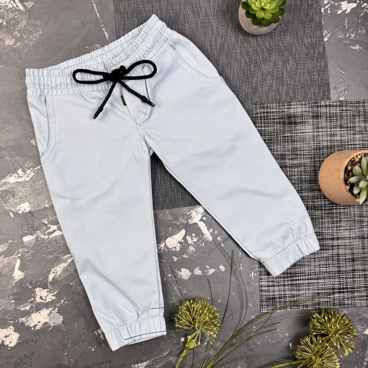 Штани дитячі джоггери Organic Cotton Сірий ніжно-блакитний