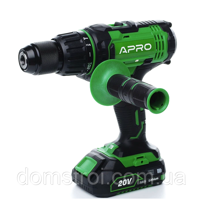 Дриль-шуруповерт акумуляторний 60Нм 20В 2А·ч APRO 20HD (895032) кейс, 2 АКБ, ЗУ